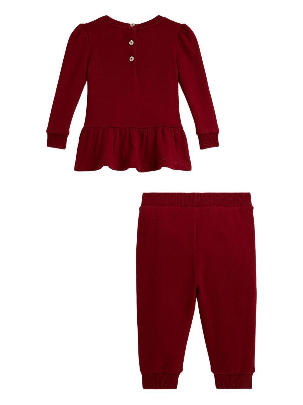 Set t-shirt e pantaloni per neonata Polo Ralph Lauren Kids rosso con stampa Polo Bear - Rubino Kids
