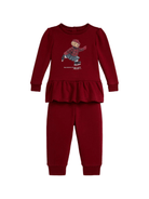 Set t-shirt e pantaloni per neonata Polo Ralph Lauren Kids rosso con stampa Polo Bear - Rubino Kids