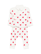 Set t-shirt e pantaloni per neonati Petit Bateau bianco con motivo a cuori - Rubino Kids
