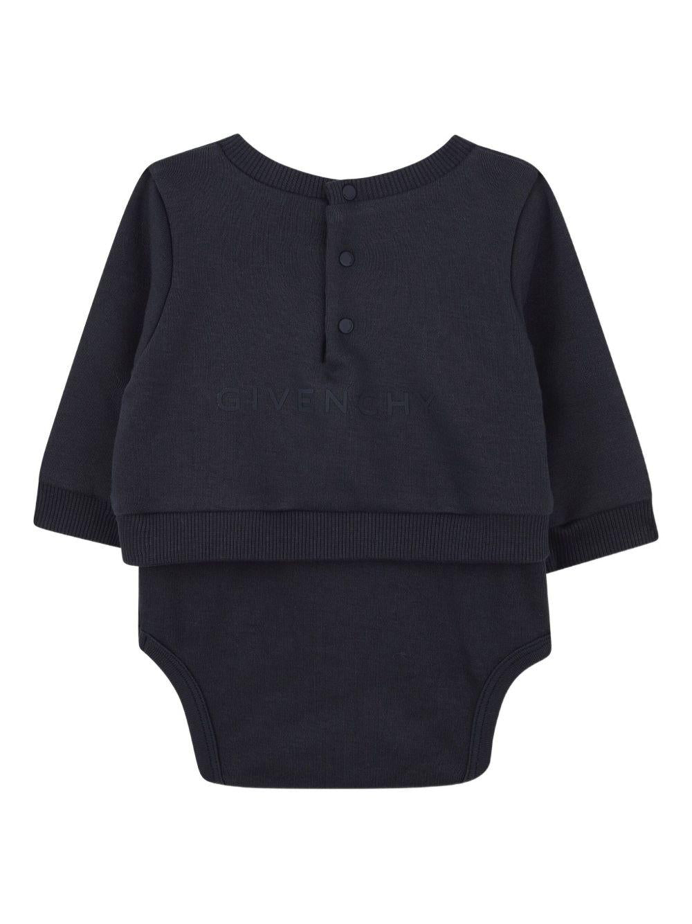 Set t-shirt e pantaloni per neonato Givenchy Kids blu con design con logo ricamato - Rubino Kids