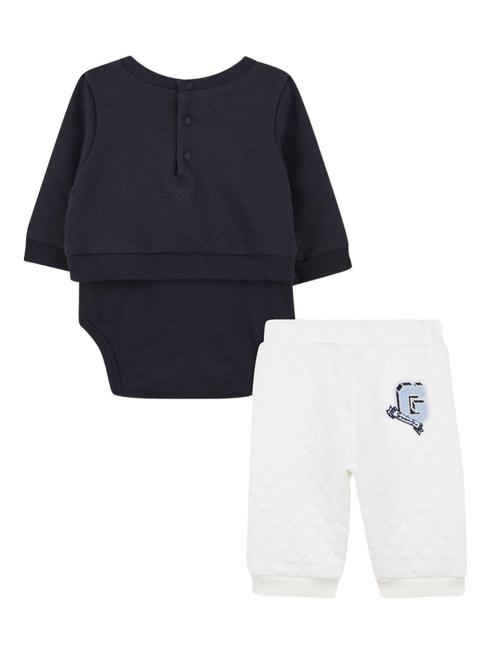 Set t-shirt e pantaloni per neonato Givenchy Kids blu con design con logo ricamato - Rubino Kids