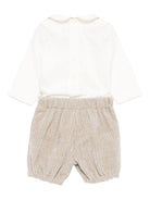 Set t-shirt e pantaloni per neonato La Stupenderia beige con colletto alla Peter Pan - Rubino Kids