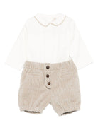 Set t-shirt e pantaloni per neonato La Stupenderia beige con colletto alla Peter Pan - Rubino Kids
