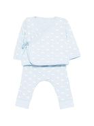 Set t-shirt e pantaloni per neonato Petit Bateau azzurro con stampa balene all - over - Rubino Kids