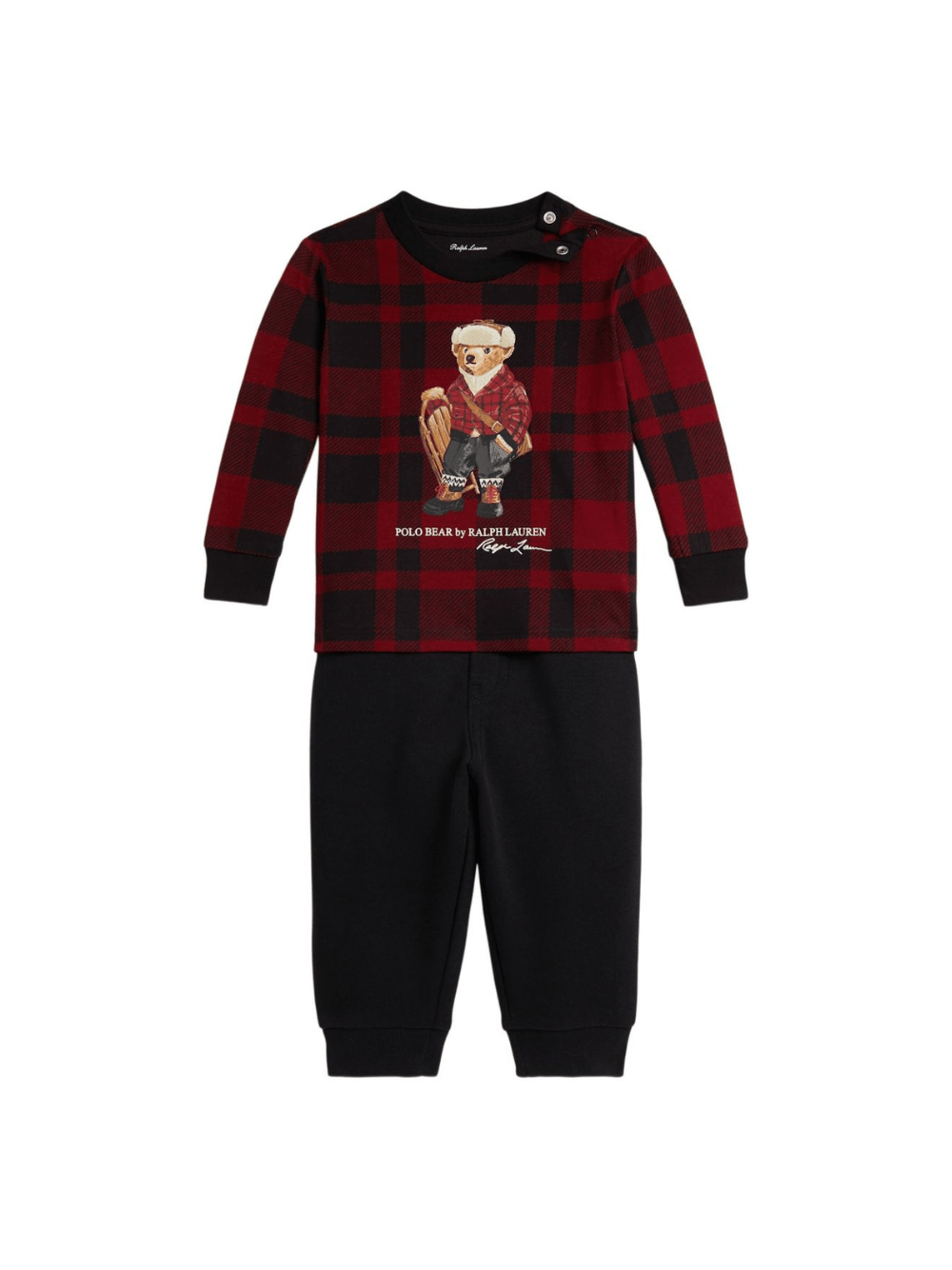 Set t-shirt e pantaloni per neonato Polo Ralph Lauren Kids rosso con motivo a quadri - Rubino Kids