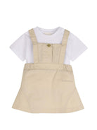 Set t-shirt e salopette per neonata Givenchy Kids bianco e beige con bottoni - Rubino Kids