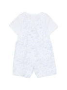 Set t-shirt e salopette per neonato Givenchy Kids azzurro con logo ricamato sul davanti - Rubino Kids