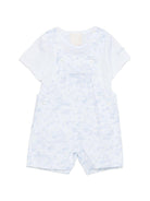 Set t-shirt e salopette per neonato Givenchy Kids azzurro con logo ricamato sul davanti - Rubino Kids