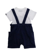 Set t-shirt e salopette per neonato Moschino Kids blu con stampa Teddy Bear - Rubino Kids