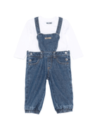 Set t-shirt e salopette per neonato Moschino Kids denim con motivo Teddy Bear - Rubino Kids