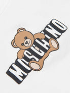 Set t-shirt e shorts per bambina Moschino Kids bianco e nero con motivo Teddy Bear - Rubino Kids