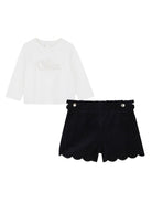 Set t-shirt e shorts per neonata Chloé Kids multicolore con logo ricamato - Rubino Kids
