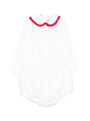 Set t-shirt e shorts per neonata La Stupenderia bianca con dettaglio fiocco