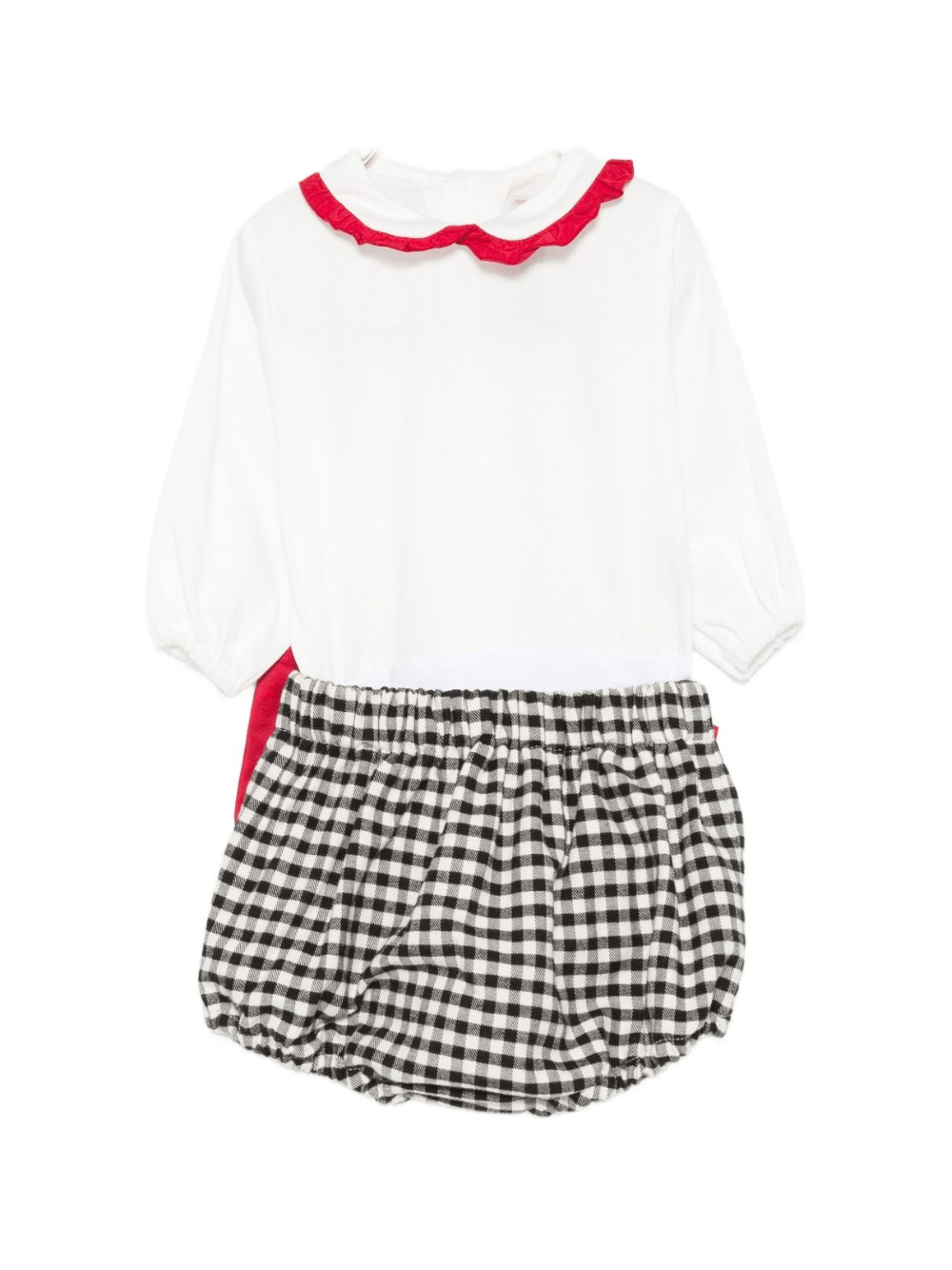 Set t-shirt e shorts per neonata La Stupenderia multicolore con dettaglio fiocco rosso - Rubino Kids