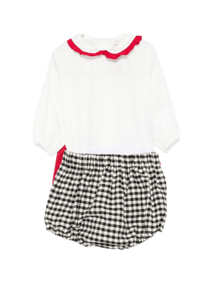 Set t-shirt e shorts per neonata La Stupenderia multicolore con dettaglio fiocco rosso