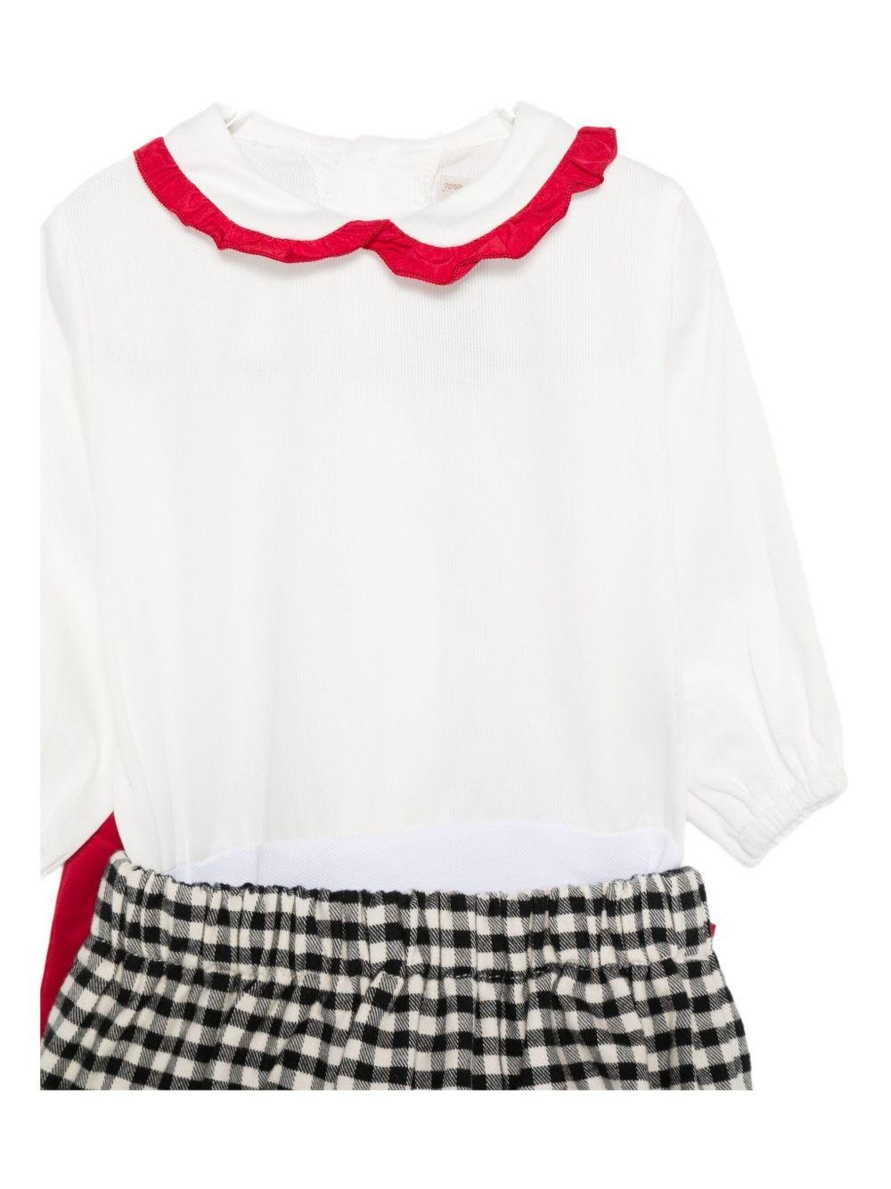 Set t-shirt e shorts per neonata La Stupenderia multicolore con dettaglio fiocco rosso - Rubino Kids