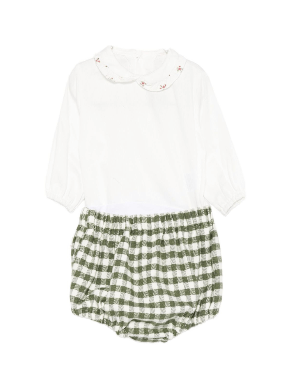 Set t-shirt e shorts per neonata La Stupenderia verde con colletto con dettagli ricamati - Rubino Kids