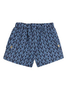 Set t-shirt e shorts per neonata Michael Kors Kids bianco e blu con stampa a fantasia - Rubino Kids