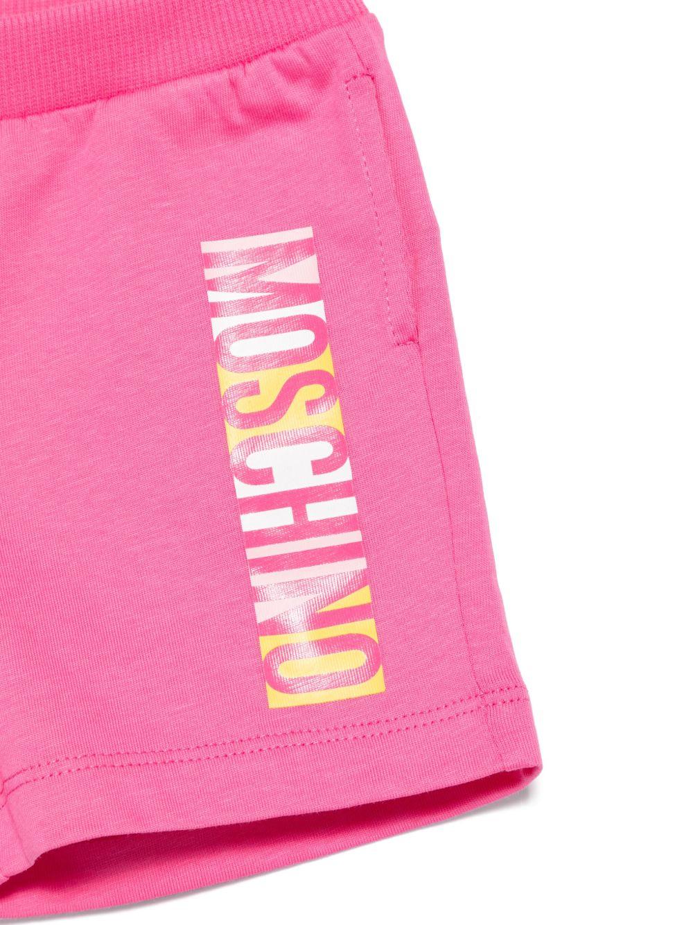 Set t-shirt e shorts per neonata moschino Kids fucsia con stampa logo e Teddy Bear - Rubino Kids