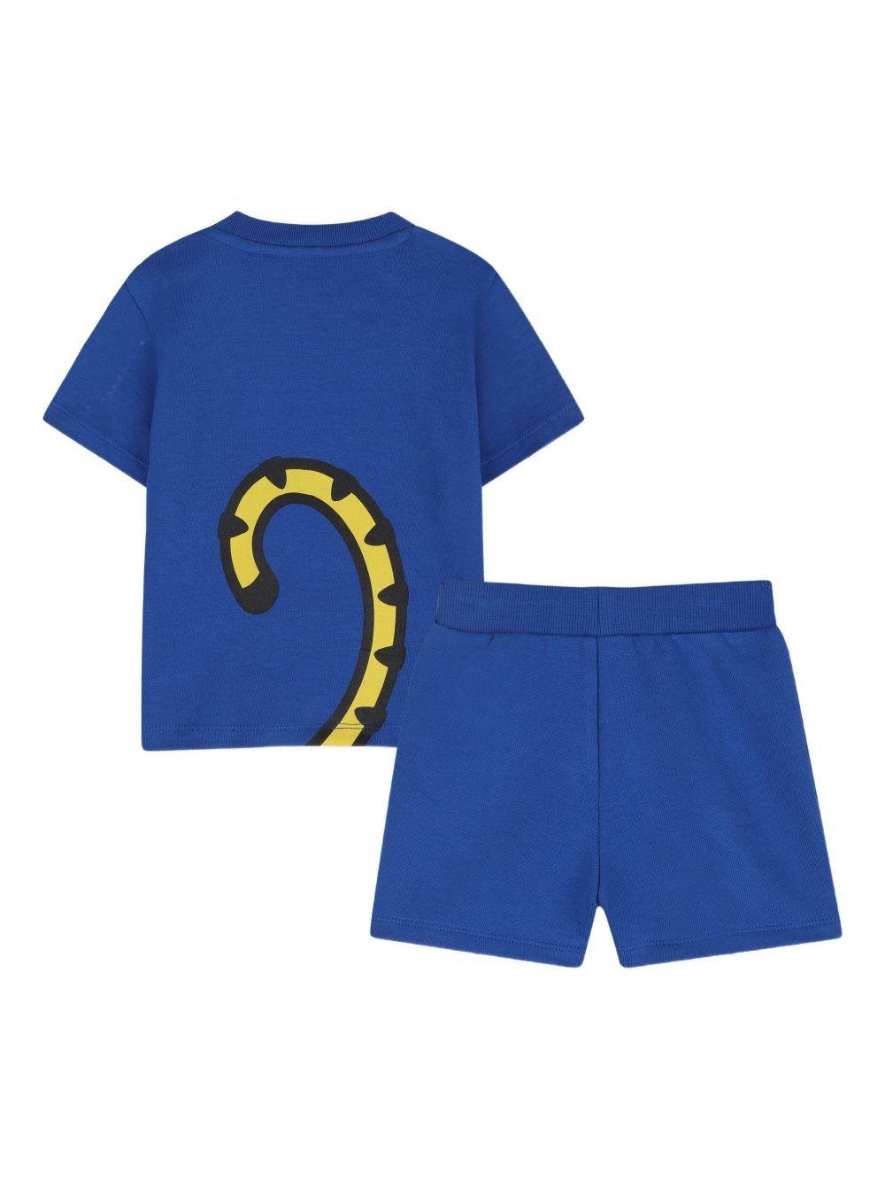 Set t-shirt e shorts per neonato Kenzo Kids blu con caratteristica stampa con tigre - Rubino Kids