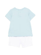 Set t-shirt e shorts per neonato The Marc Jacobs Kids azzurro con stampa grafica sul davanti - Rubino Kids