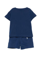 Set t-shirt e shorts per neonato TRUSSARDI JUNIOR blu con stampa logo - Rubino Kids