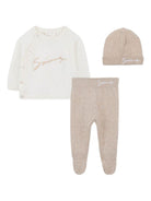 Set t-shirt pantaloni e cappello per neonata Givenchy Kids beige con logo ricamato - Rubino Kids