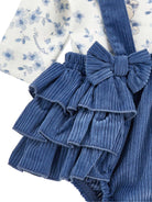 Set t-shirt shorts e fascia per neonata Monnalisa azzurro con chiusura con abbottonatura a pressione - Rubino Kids