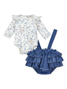 Set t-shirt shorts e fascia per neonata Monnalisa azzurro con chiusura con abbottonatura a pressione - Rubino Kids
