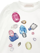 Set top e leggings per bambina Stitch Disney x Monnalisa bianco con stampa gemme - Rubino Kids