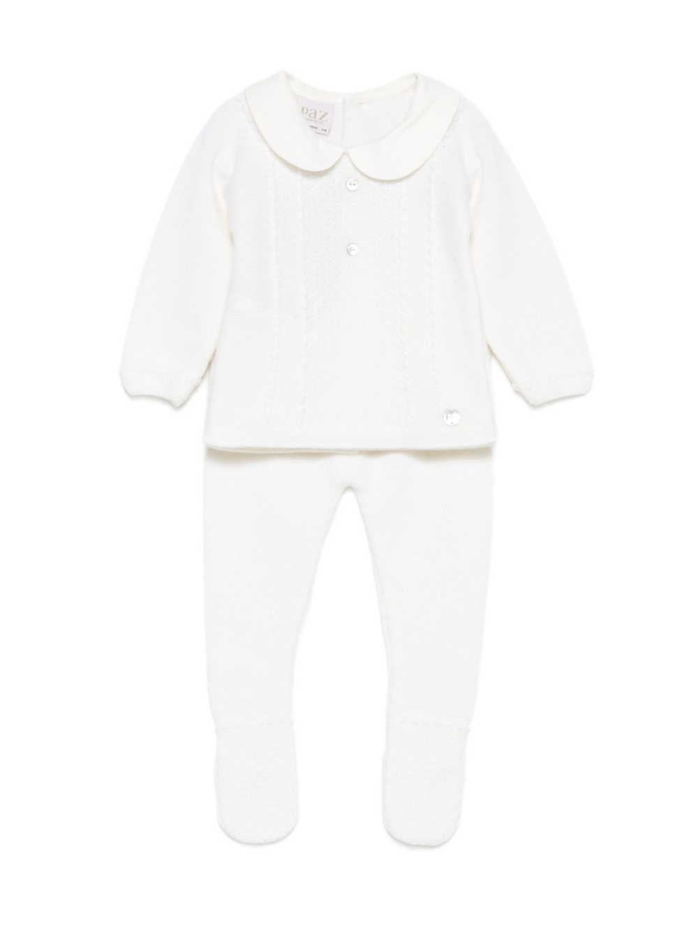 Set top e pantaloni per neonata Paz Rodrìguez bianchi in maglia - Rubino Kids
