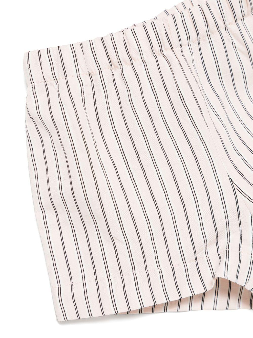 Set top e shorts a righe per neonata Il Gufo rosa con vita elasticizzata - Rubino Kids