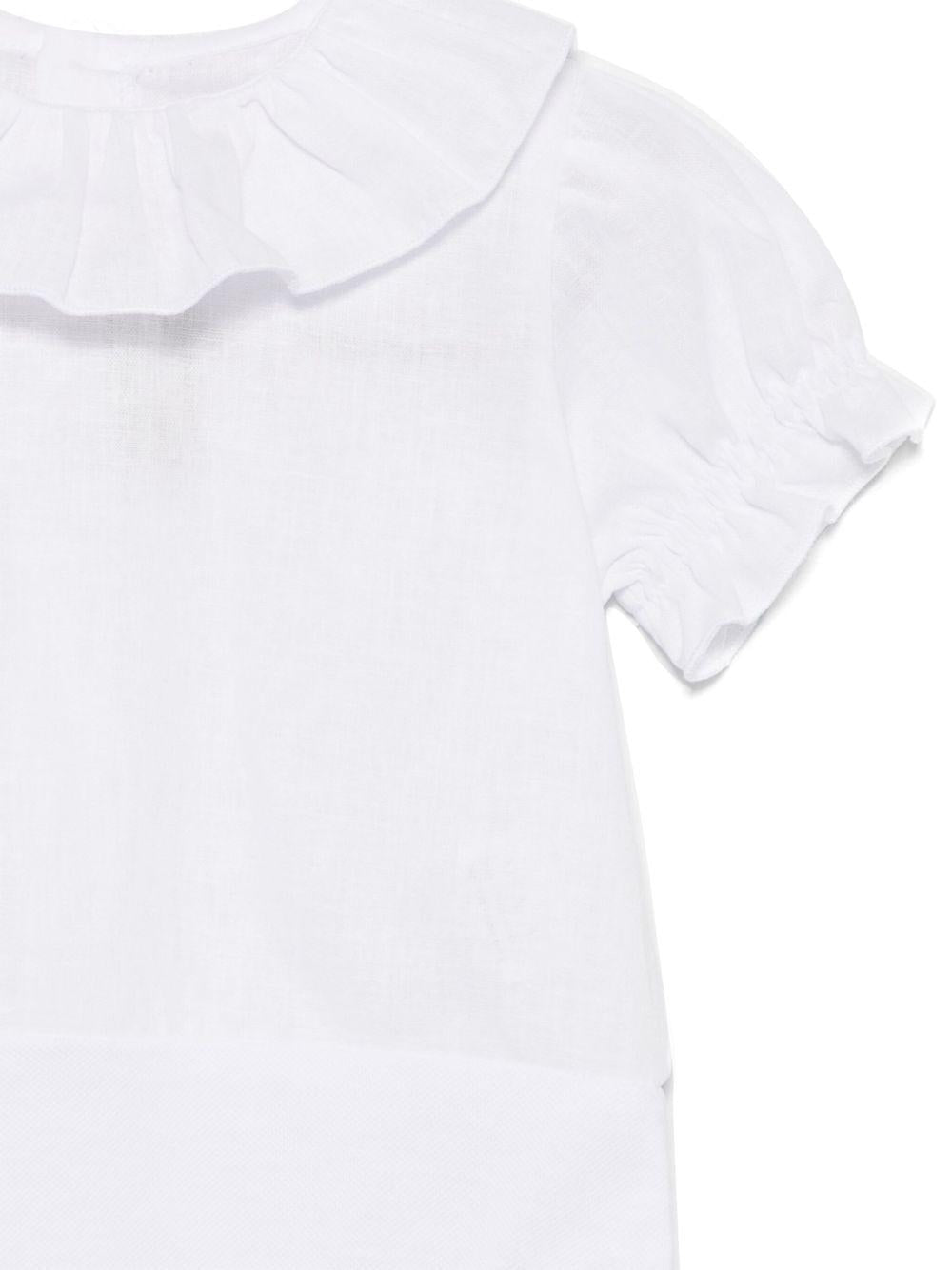 Set top e shorts per neonata La Stupenderia bianco con cinturini con bottone - Rubino Kids