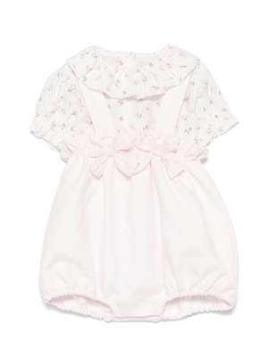 La Stupenderia pink floral top and shorts set for baby girls with buttoned straps