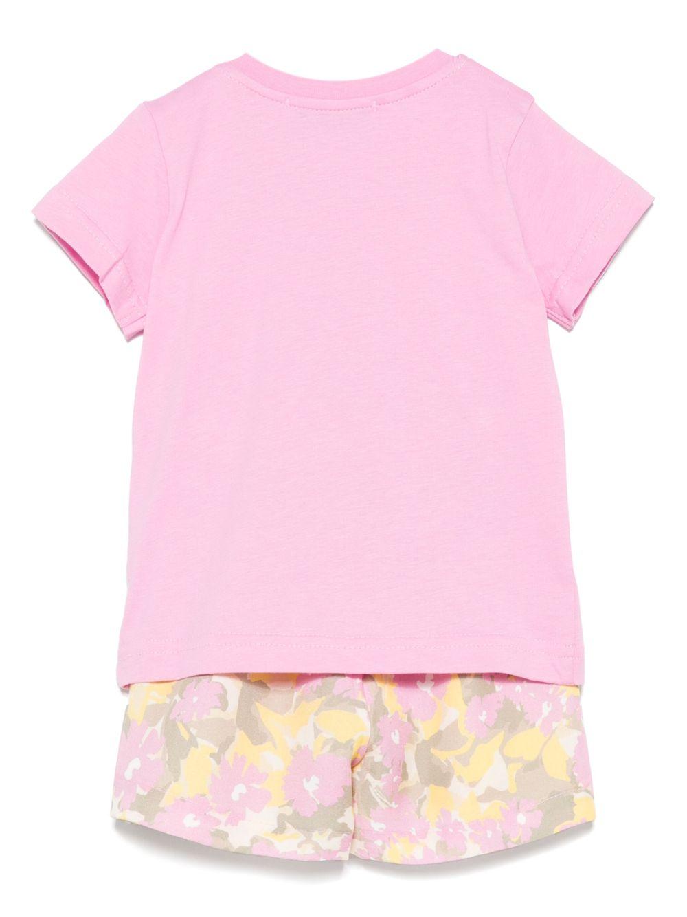 Set top e shorts per neonata MSGM Kids rosa a fiori - Rubino Kids