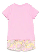 Set top e shorts per neonata MSGM Kids rosa a fiori - Rubino Kids