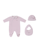 Set tre pezzi per neonata Fendi Kids rosa con logo Fendi sul davanti - Rubino Kids