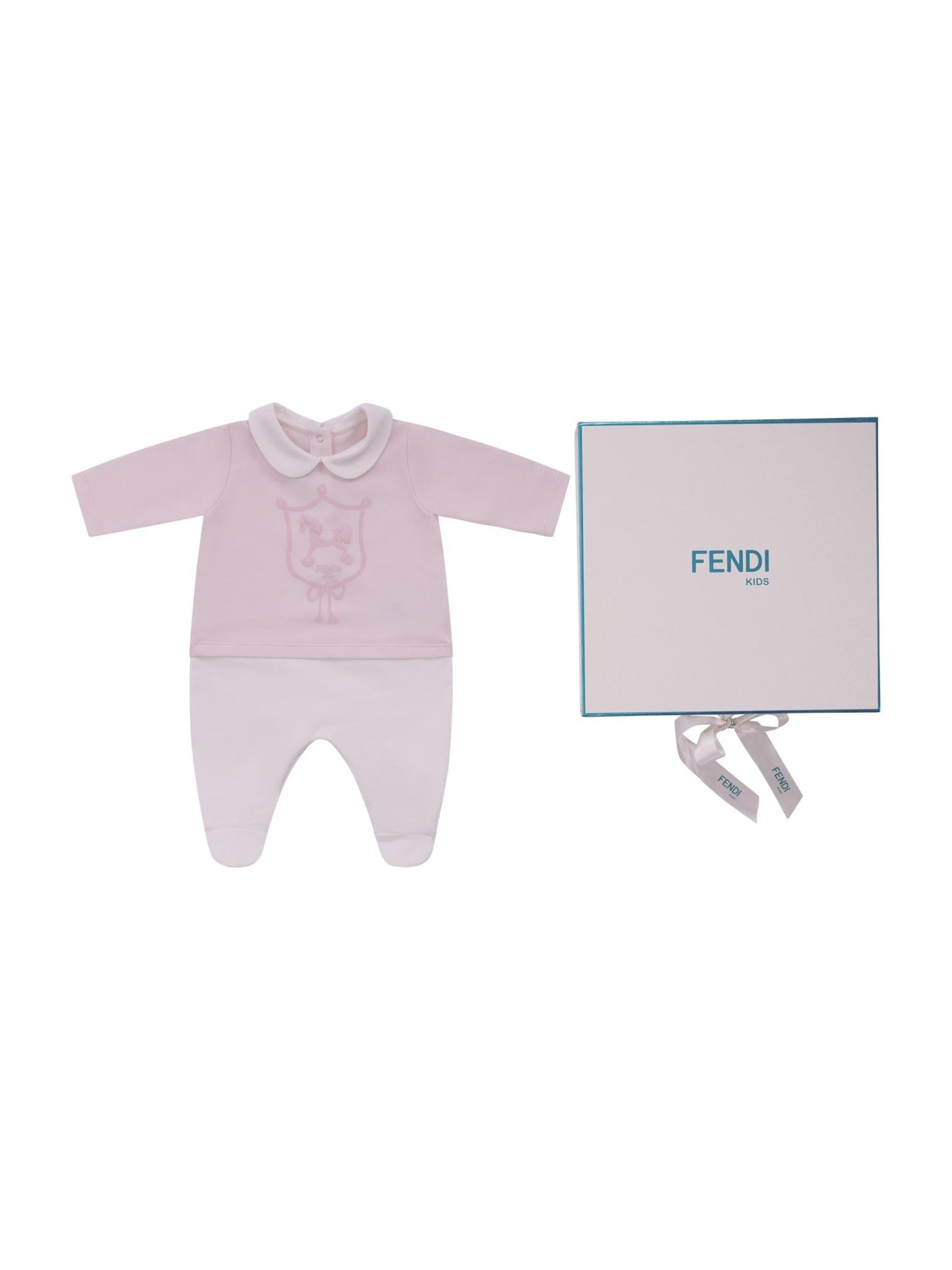 Set tre pezzi per neonata Fendi Kids rosa con stampa Cavallino Fendi - Rubino Kids