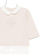 Set tre pezzi per neonati Fendi Kids beige con logo ricamato - Rubino Kids