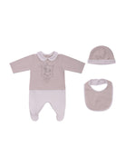 Set tre pezzi per neonati Fendi Kids beige con stampa Cavallino Fendi - Rubino Kids