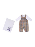 Set tre pezzi per neonato Burberry Kids beige con caratteristico motivo Vintage Check - Rubino Kids