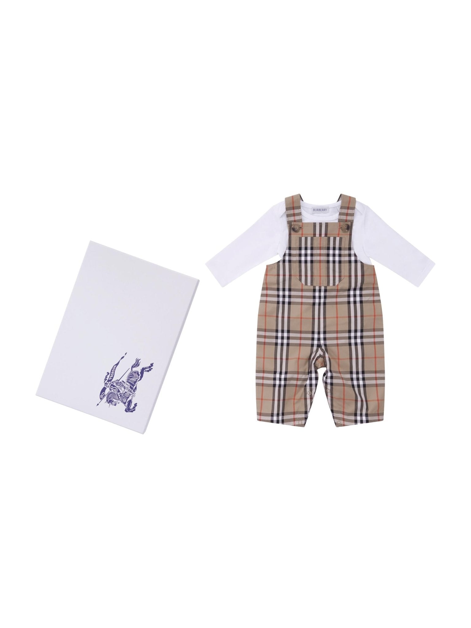 Set tre pezzi per neonato Burberry Kids beige con caratteristico motivo Vintage Check - Rubino Kids