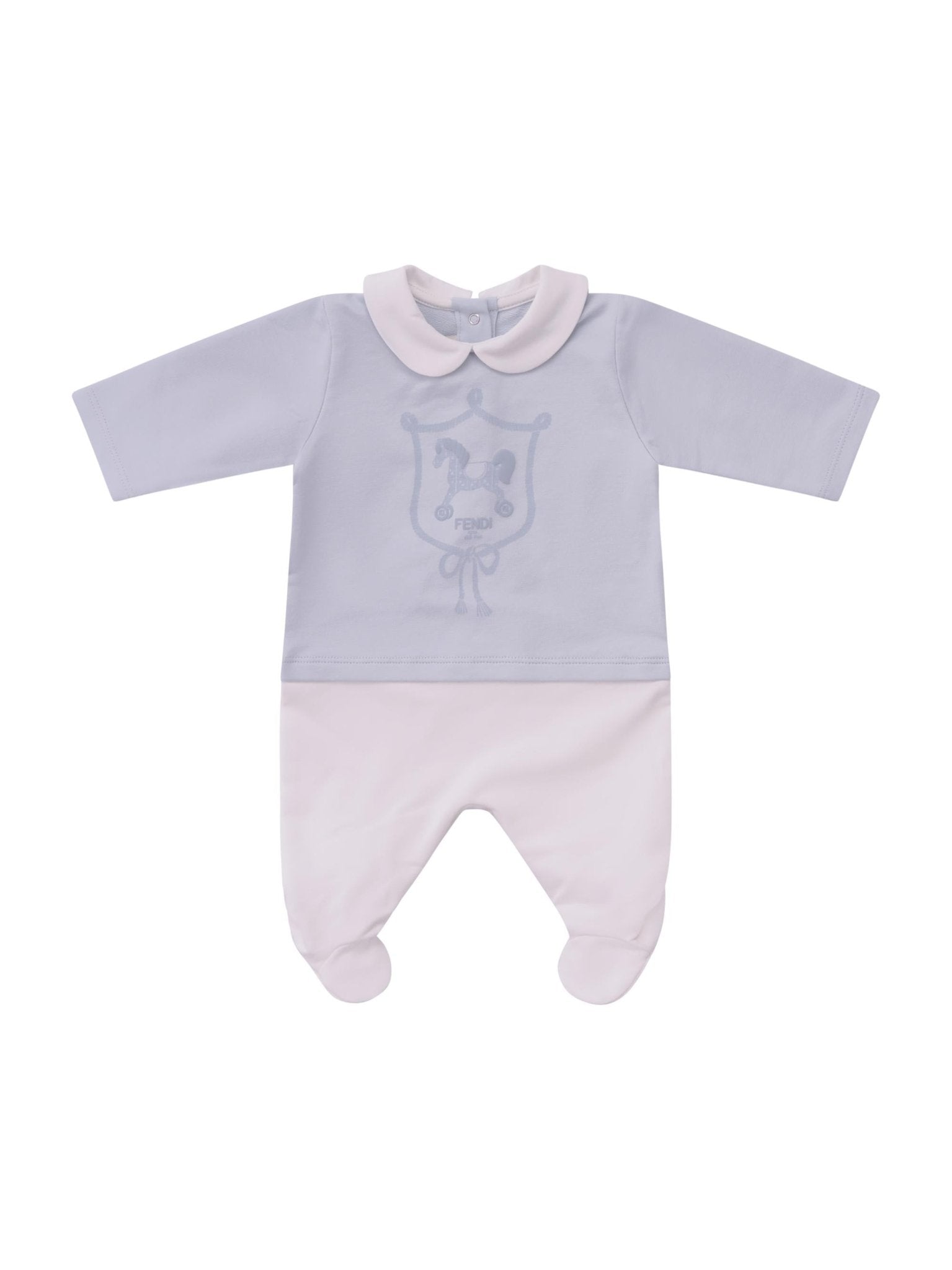 Set tre pezzi per neonato Fendi Kids azzurro con stampa Cavallino Fendi - Rubino Kids
