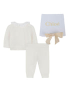 Set tuta e pantaloni sportivi per neonata Chloé Kids bianco con colletto con ruches - Rubino Kids