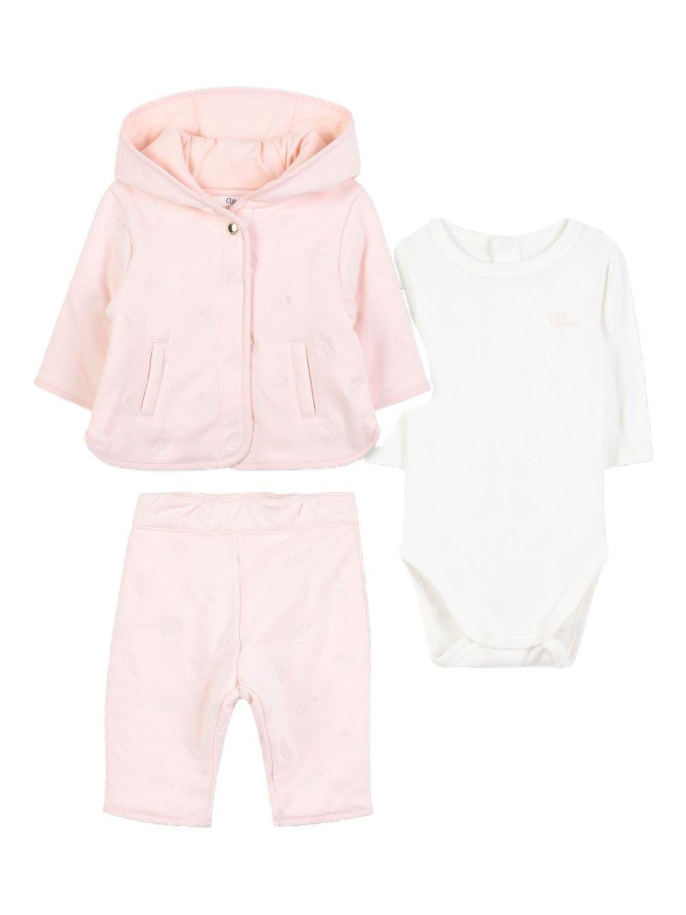 Set tuta sportiva e tutina per neonata Chloé Kids rosa con design a maniche lunghe - Rubino Kids