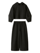 Set tuta sportiva per bambina Il Gufo nera con decorazioni con strass - Rubino Kids