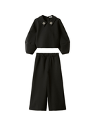 Set tuta sportiva per bambina Il Gufo nera con decorazioni con strass - Rubino Kids