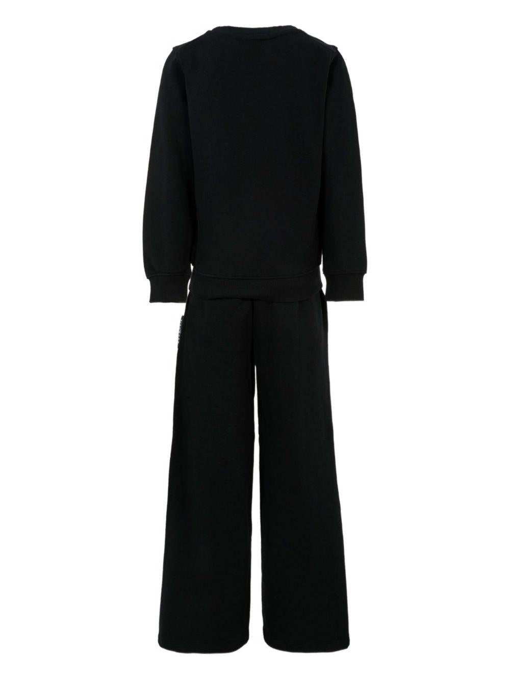 Set tuta sportiva per bambina John Richmond Junior nera con stampa del logo - Rubino Kids