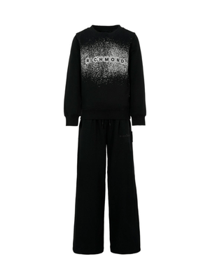 Set tuta sportiva per bambina John Richmond Junior nera con stampa del logo