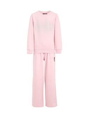 Set tuta sportiva per bambina John Richmond Junior rosa con logo glitterato